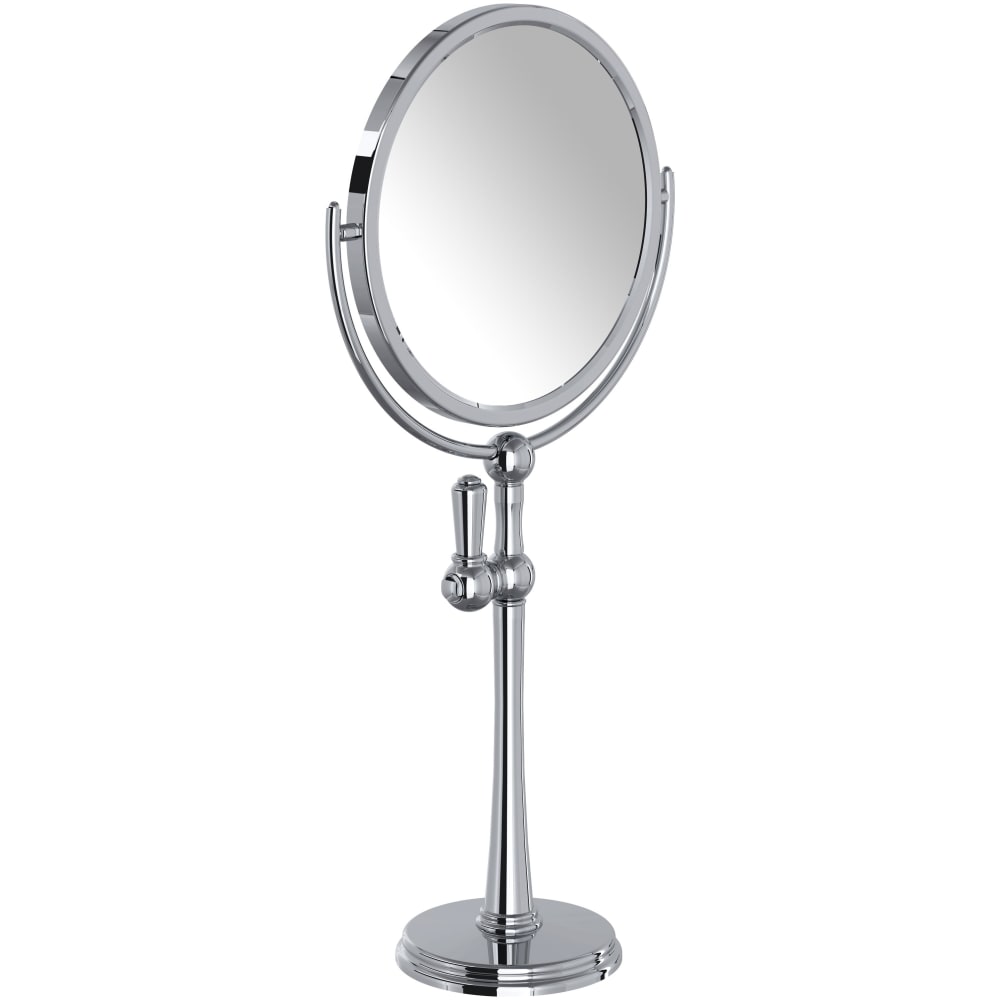 8-3/4"W x 19-5/8"H Circular Brass Framed Free Standing Make-up Mirror