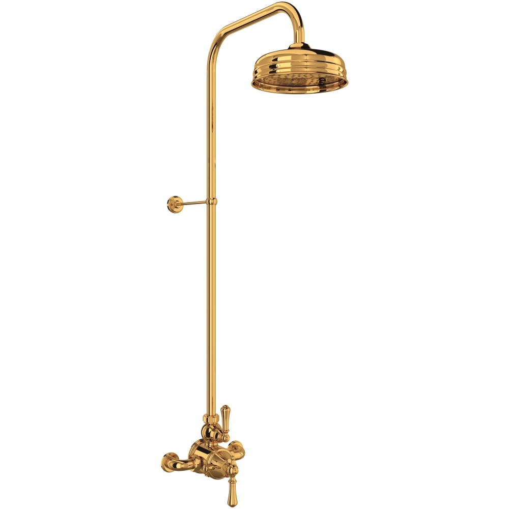 Georgian Era Exposed Thermostatic Shower System with Shower Head, Slide Bar, Shower Arm, and Valve Trim