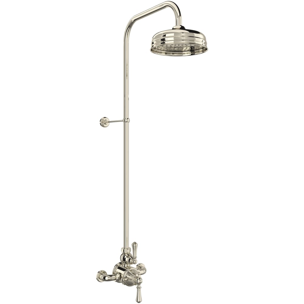 Georgian Era Exposed Thermostatic Shower System with Shower Head, Slide Bar, Shower Arm, and Valve Trim