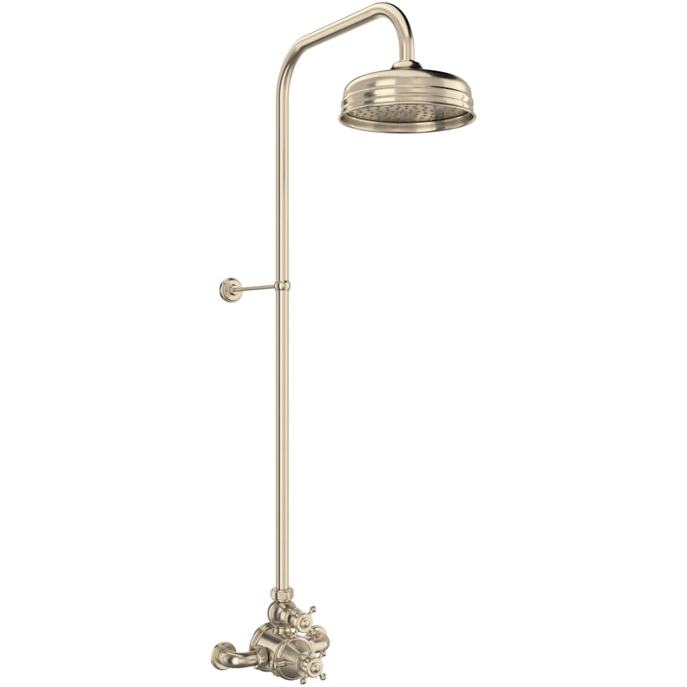 Georgian Era Exposed Thermostatic Shower System with Shower Head, Slide Bar, Shower Arm, and Valve Trim