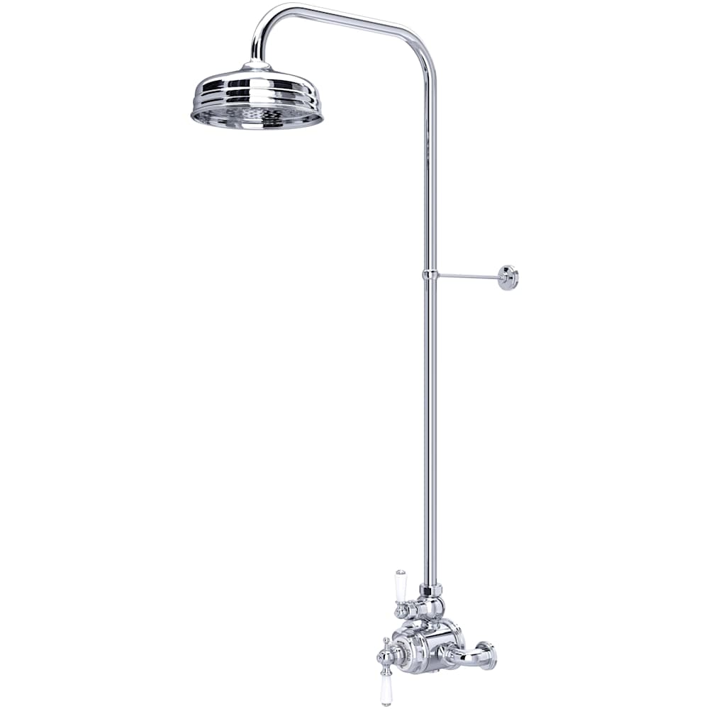 Edwardian Thermostatic Exposed Thermostatic Shower System with Shower Head, Slide Bar, Shower Arm, and Valve Trim