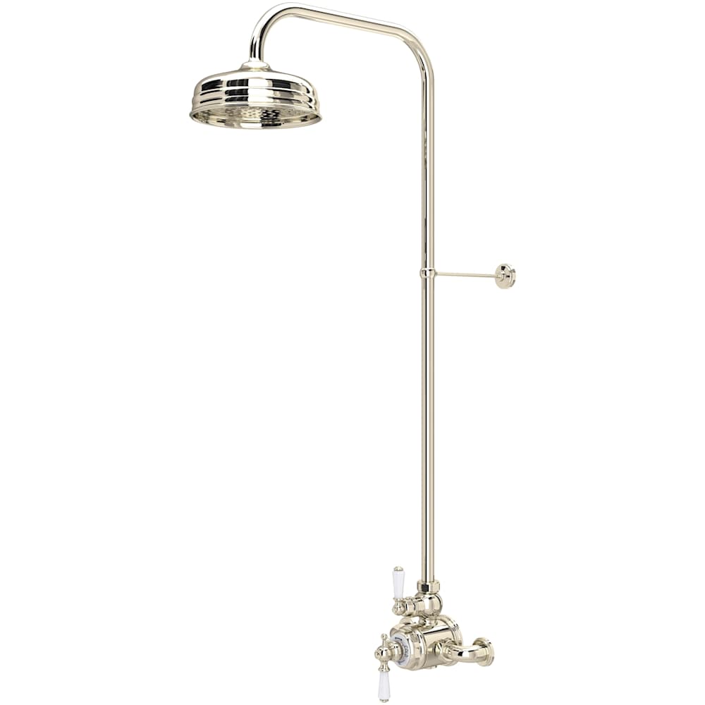 Edwardian Thermostatic Exposed Thermostatic Shower System with Shower Head, Slide Bar, Shower Arm, and Valve Trim