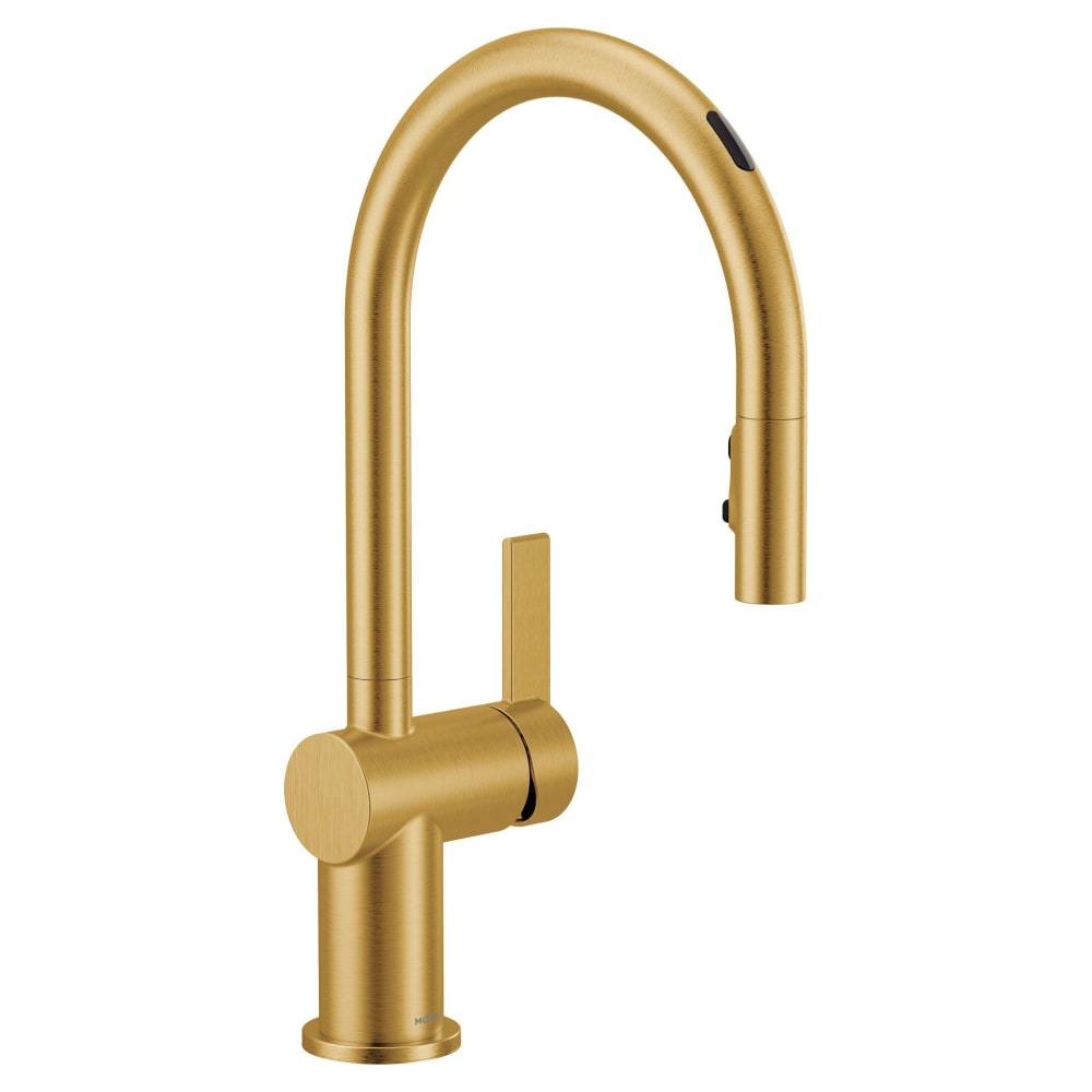 Moen Cia 1.5 GPM Single Hole Pull Down Kitchen Faucet with Voice Activation Brushed Gold
