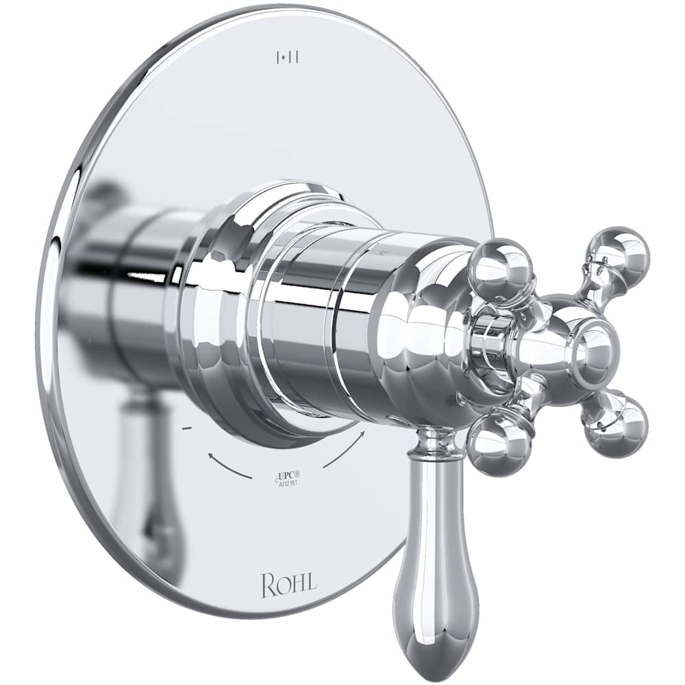 Arcana Two Independent and One Shared Function Thermostatic Valve Trim Only with Single Cross / Lever Handle, Integrated Diverter, and Volume Control - Less Rough In