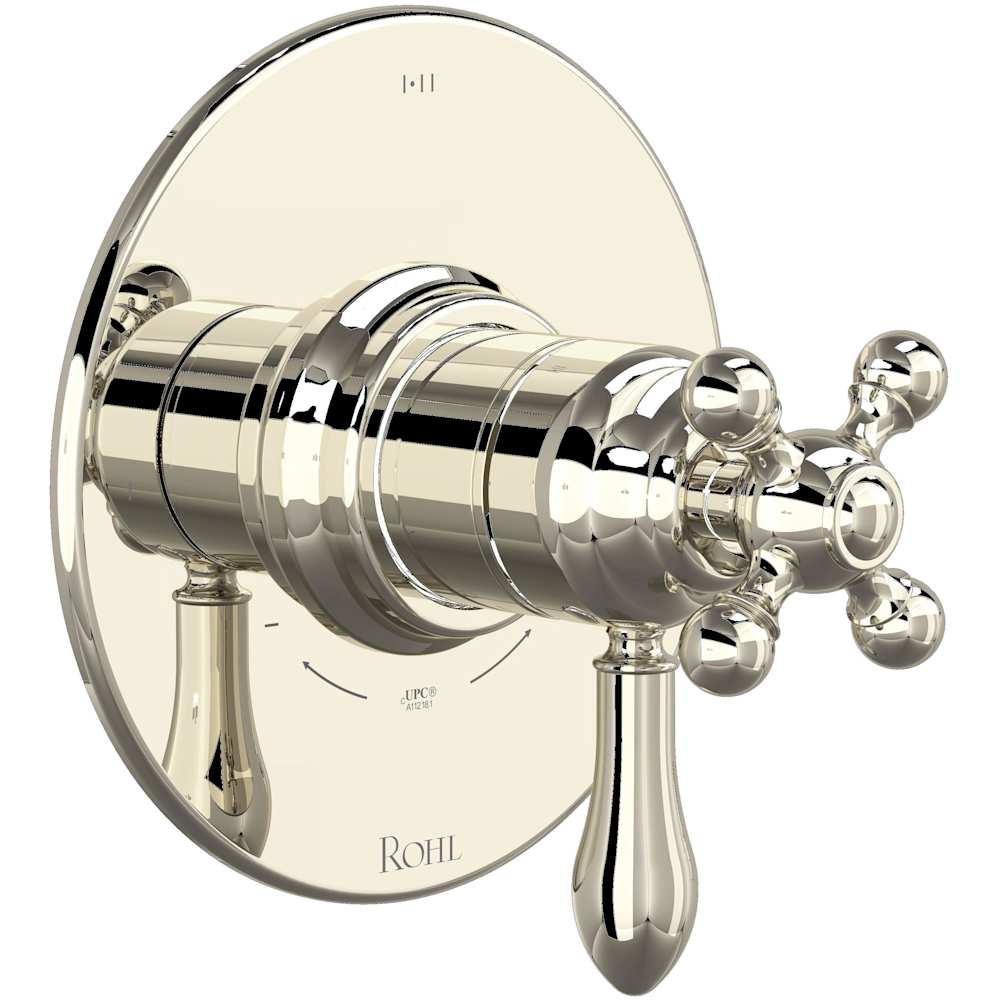 Arcana Two Independent and One Shared Function Thermostatic Valve Trim Only with Single Cross / Lever Handle, Integrated Diverter, and Volume Control - Less Rough In