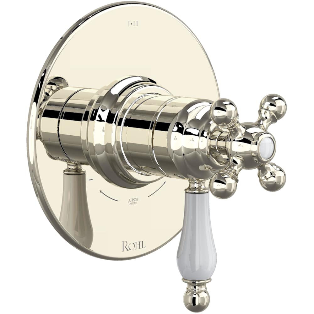 Arcana Two Independent and One Shared Function Thermostatic Valve Trim Only with Single Cross / Lever Handle, Integrated Diverter, and Volume Control - Less Rough In