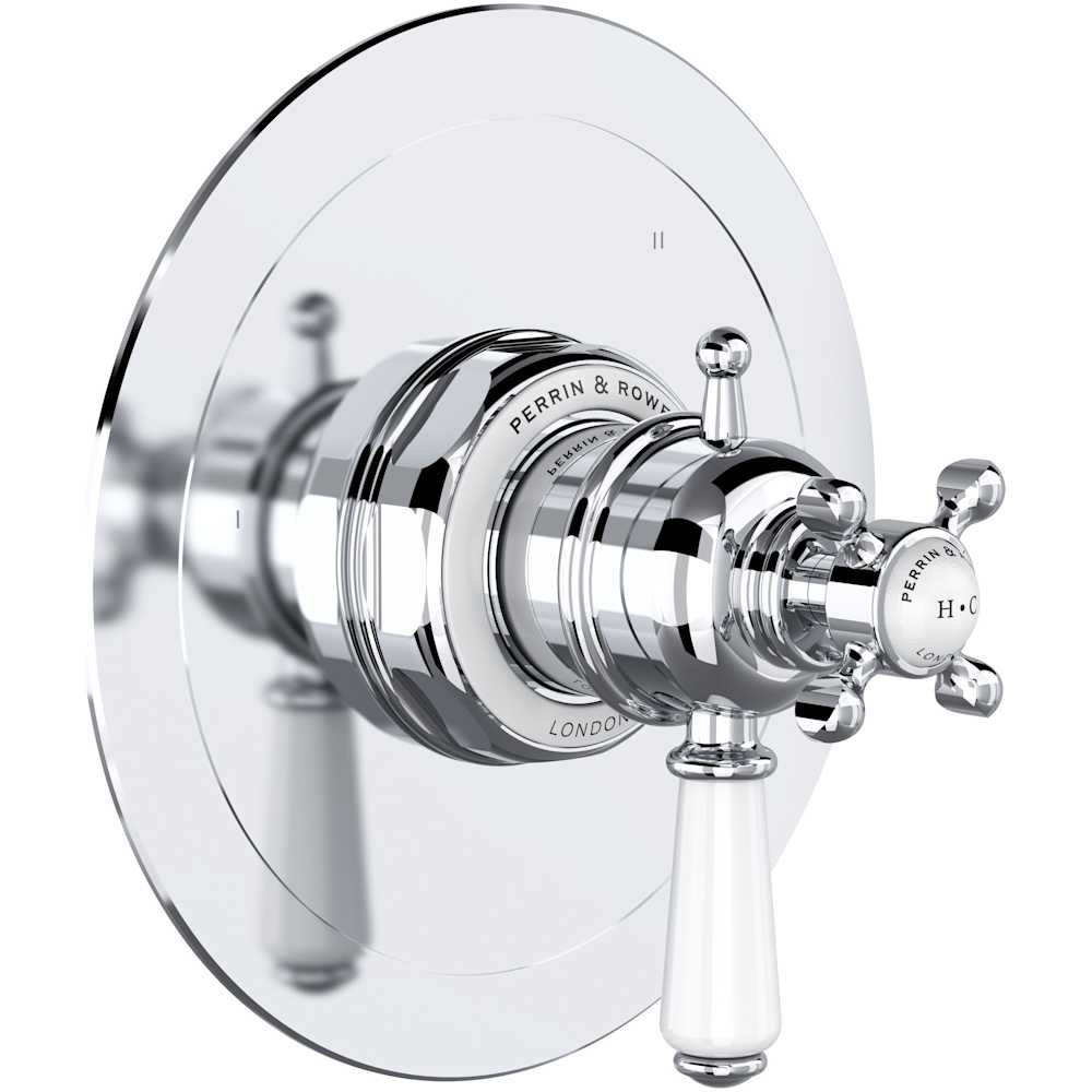 Edwardian Three Independent, Two Shared Function Thermostatic Valve Trim Only with Single Lever Handle and Integrated Diverter - Less Rough In