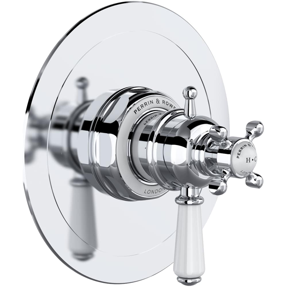 Edwardian Two Independent Function Thermostatic Valve Trim Only with Single Lever Handle and Integrated Diverter - Less Rough In