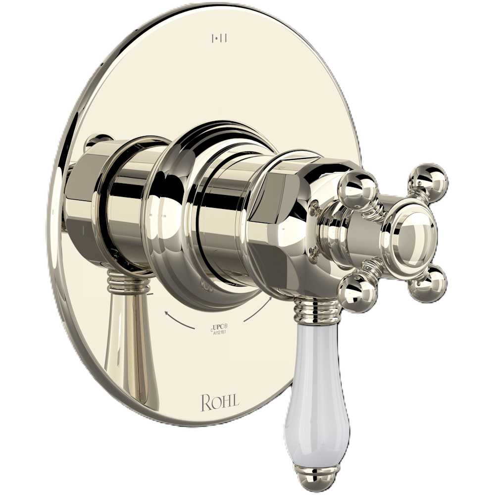 Acqui Two Independent and One Shared Function Thermostatic Valve Trim Only with Single Cross / Lever Handle, Integrated Diverter, and Volume Control - Less Rough In