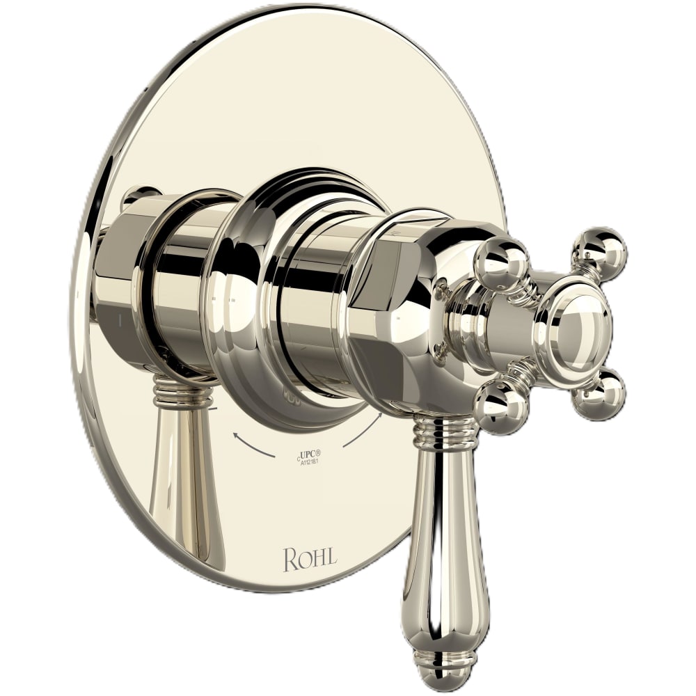 Acqui Two Independent Function Thermostatic Valve Trim Only with Single Cross / Lever Handle, Integrated Diverter, and Volume Control - Less Rough In