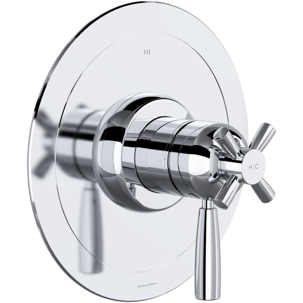 Holborn Two Independent and One Shared Function Thermostatic Valve Trim Only with Single Cross / Lever Handle, Integrated Diverter, and Volume Control - Less Rough In
