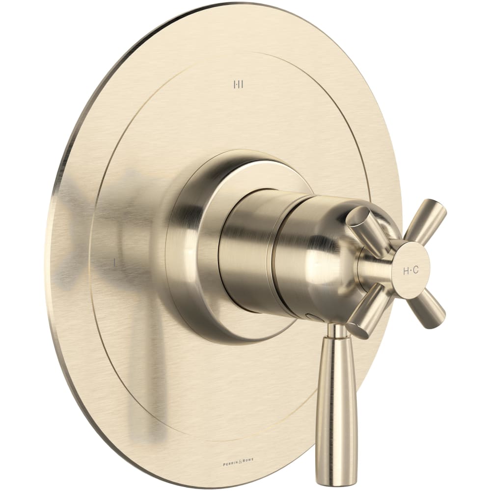 Holborn Two Independent and One Shared Function Thermostatic Valve Trim Only with Single Cross / Lever Handle, Integrated Diverter, and Volume Control - Less Rough In