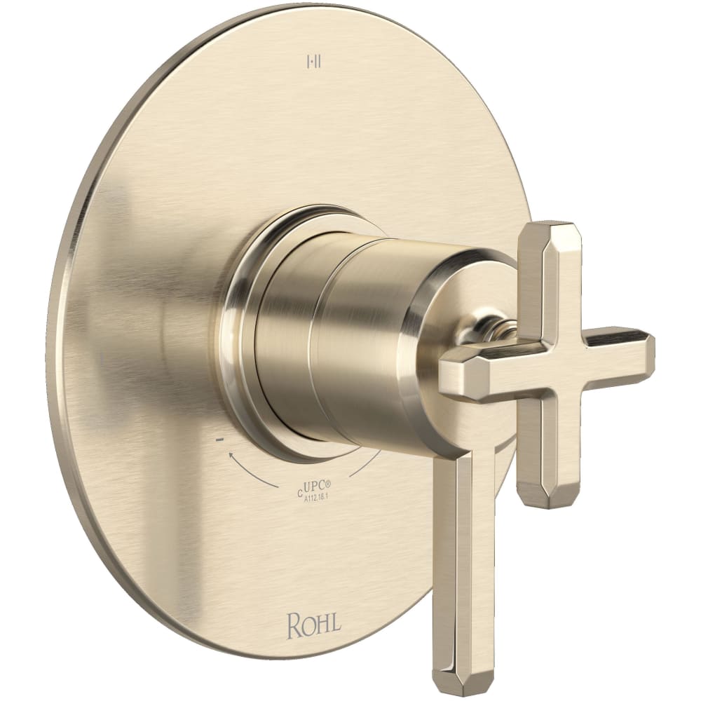 Apothecary Two Independent and One Shared Function Thermostatic Valve Trim Only with Single Cross / Lever Handle, Integrated Diverter, and Volume Control - Less Rough In