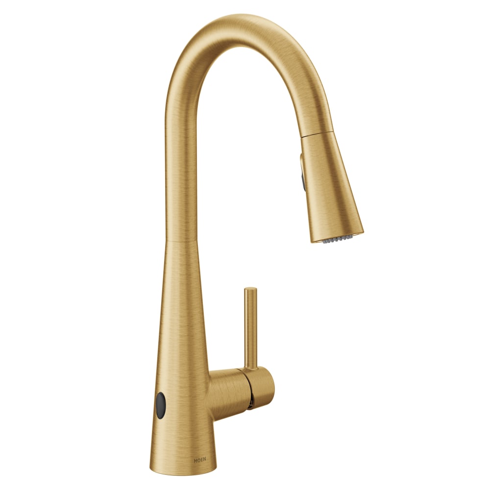 Moen Sleek 1.5 GPM Single Hole Pull Down Kitchen Faucet with MotionSense Brushed Gold