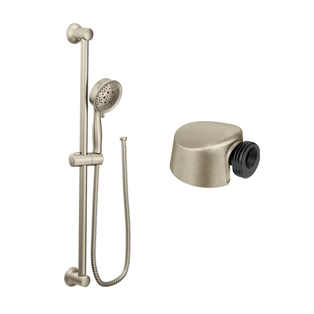 Moen Engage Multi-Function Hand Shower Package with Hose, Slide Bar, and Wall Supply Elbow Included Brushed Nickel