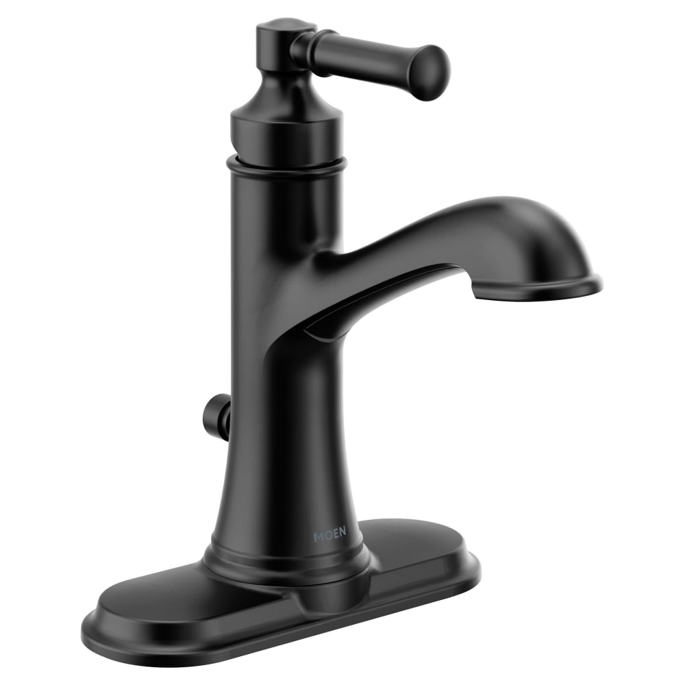 Moen Dartmoor 1.2 GPM Single Hole Bathroom Faucet with Pop-Up Drain Assembly Matte Black