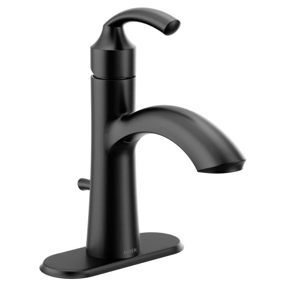 Moen Glyde 1.2 GPM Single Hole Bathroom Faucet with Pop-Up Drain Assembly Matte Black