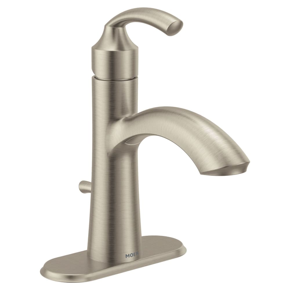 Moen Glyde 1.2 GPM Single Hole Bathroom Faucet with Pop-Up Drain Assembly Brushed Nickel