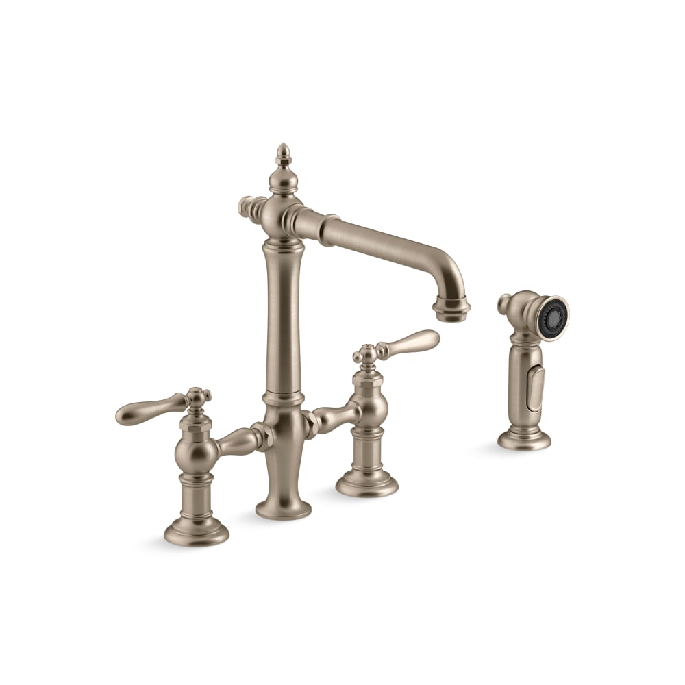 Artifacts 1.5 GPM Widespread Bridge Kitchen Faucet with Sweep, BerrySoft, ProMotion, and MasterClean Technologies - Includes Side Spray