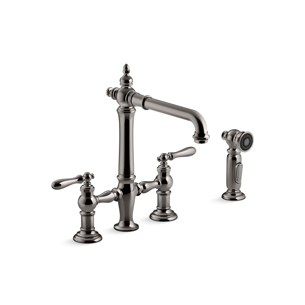 Artifacts 1.5 GPM Widespread Bridge Kitchen Faucet with Sweep, BerrySoft, ProMotion, and MasterClean Technologies - Includes Side Spray