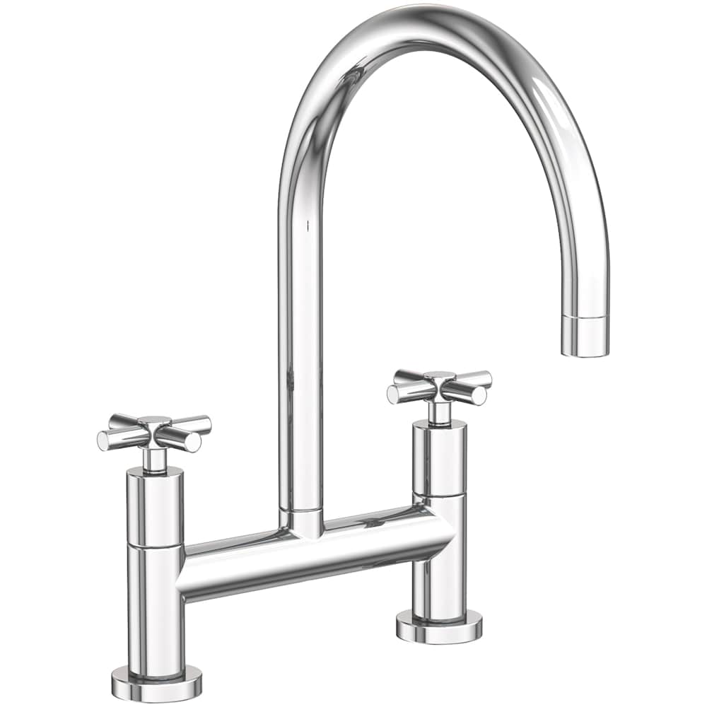 East Linear 1.8 GPM Widespread Bridge Kitchen Faucet with Cross Handles