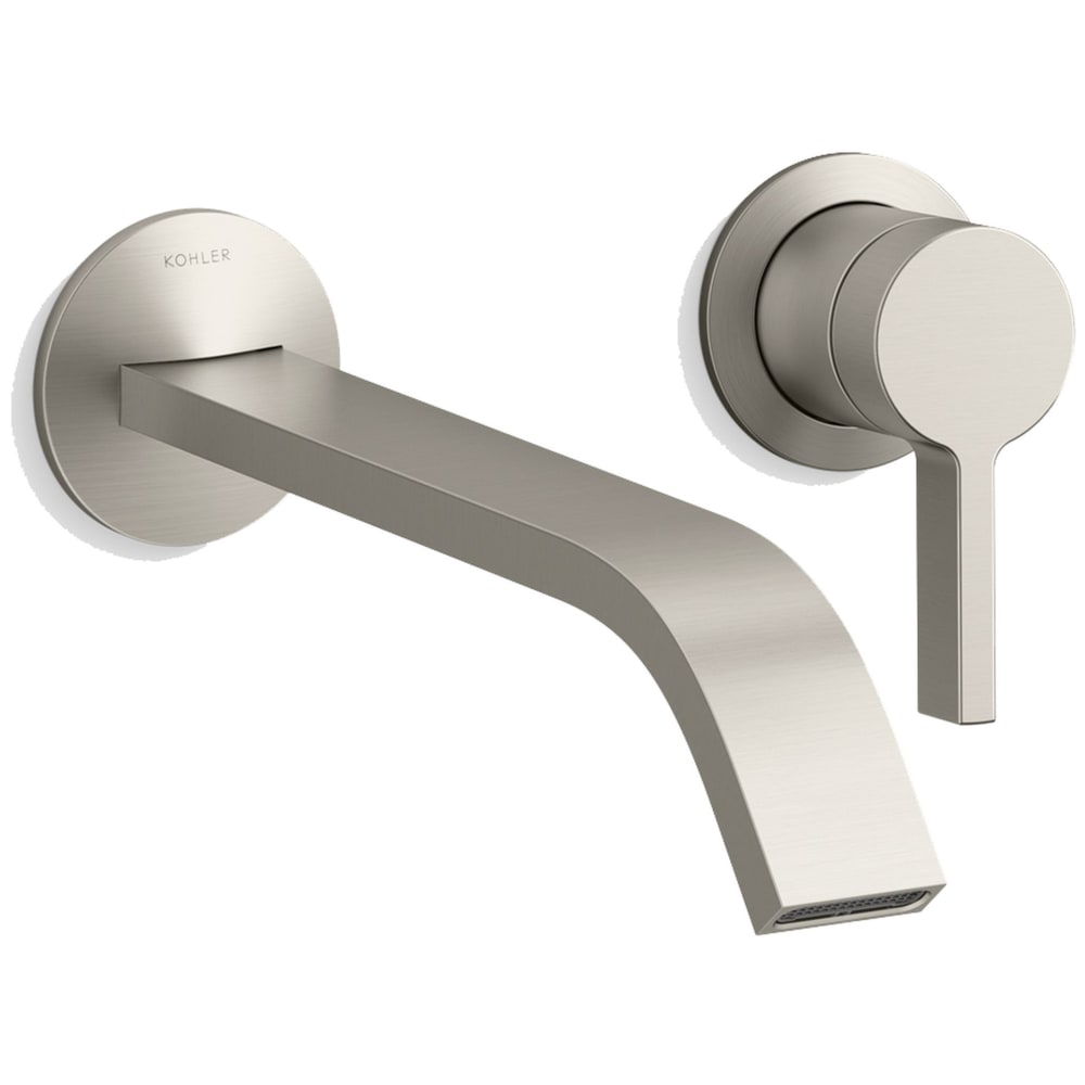 Components Single Handle Wall-Mount Bathroom Sink Faucet with Ribbon Spout and Standard Lever Handle