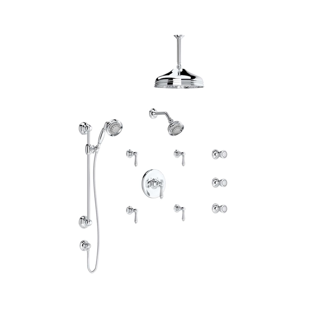 Acqui Thermostatic Shower System with Shower Head, Hand Shower, and Bodysprays