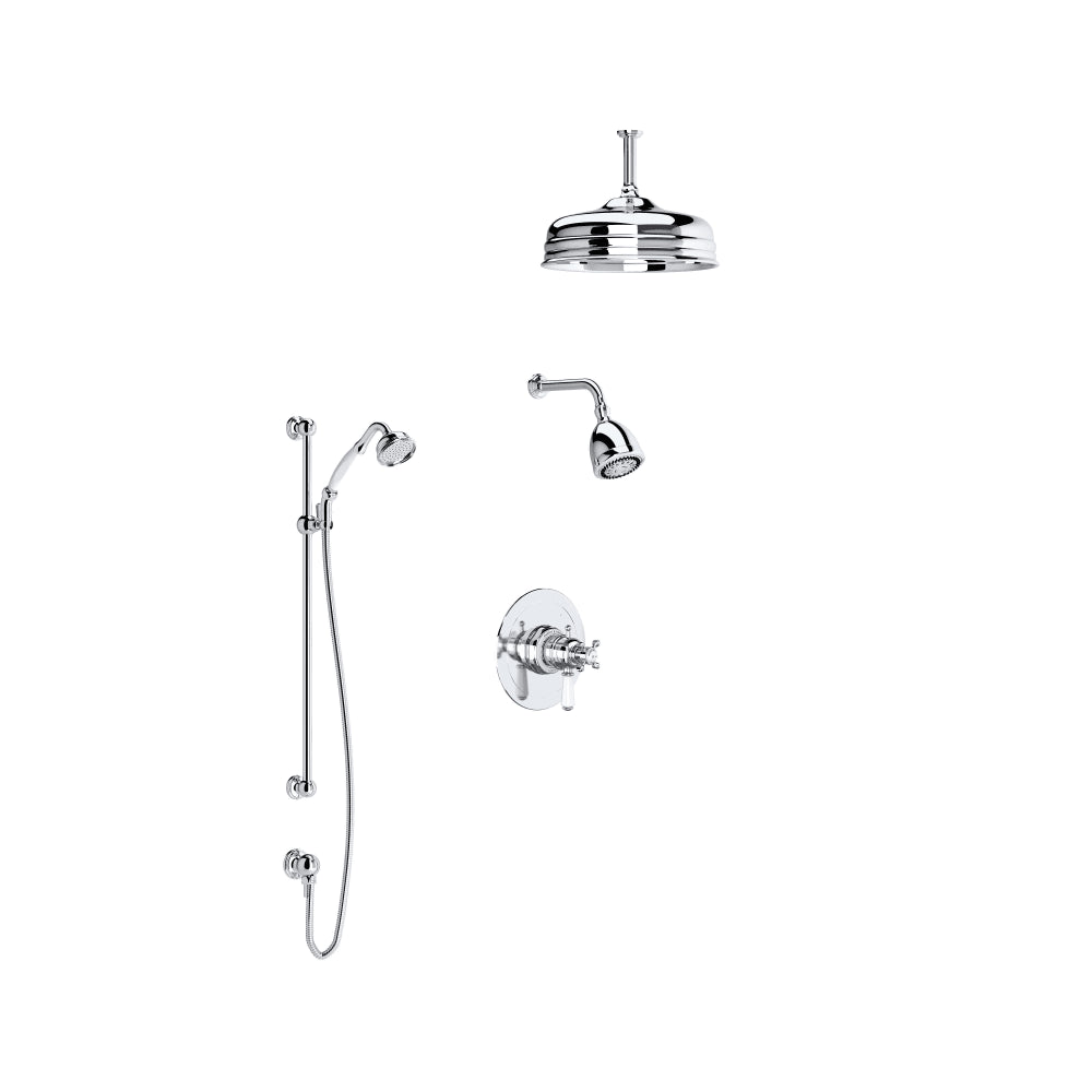 Edwardian Thermostatic Shower System with Shower Head, Hand Shower, and Hose