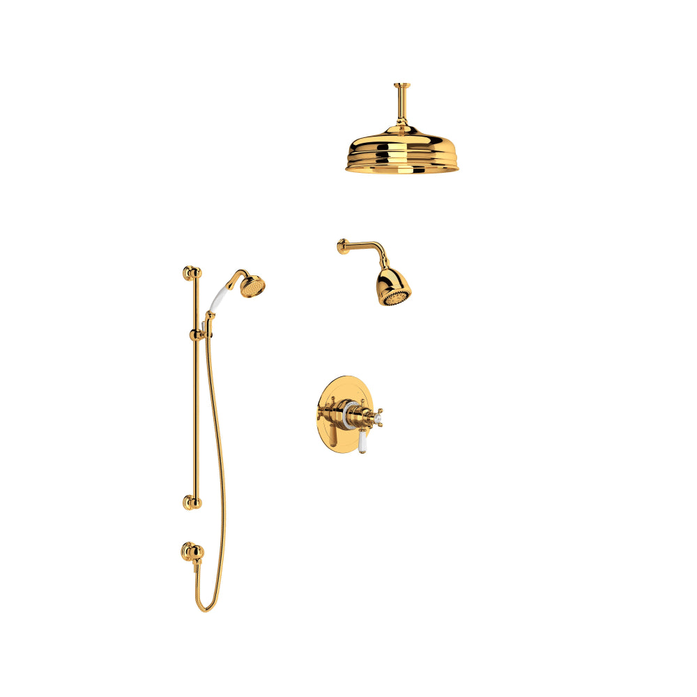 Edwardian Thermostatic Shower System with Shower Head, Hand Shower, and Hose