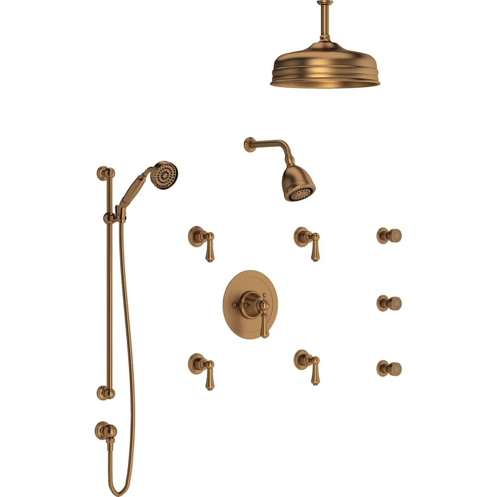Georgian Era Thermostatic Shower System with Shower Head, Hand Shower, and Hose