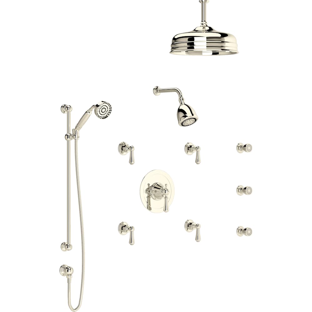 Georgian Era Thermostatic Shower System with Shower Head, Hand Shower, and Hose