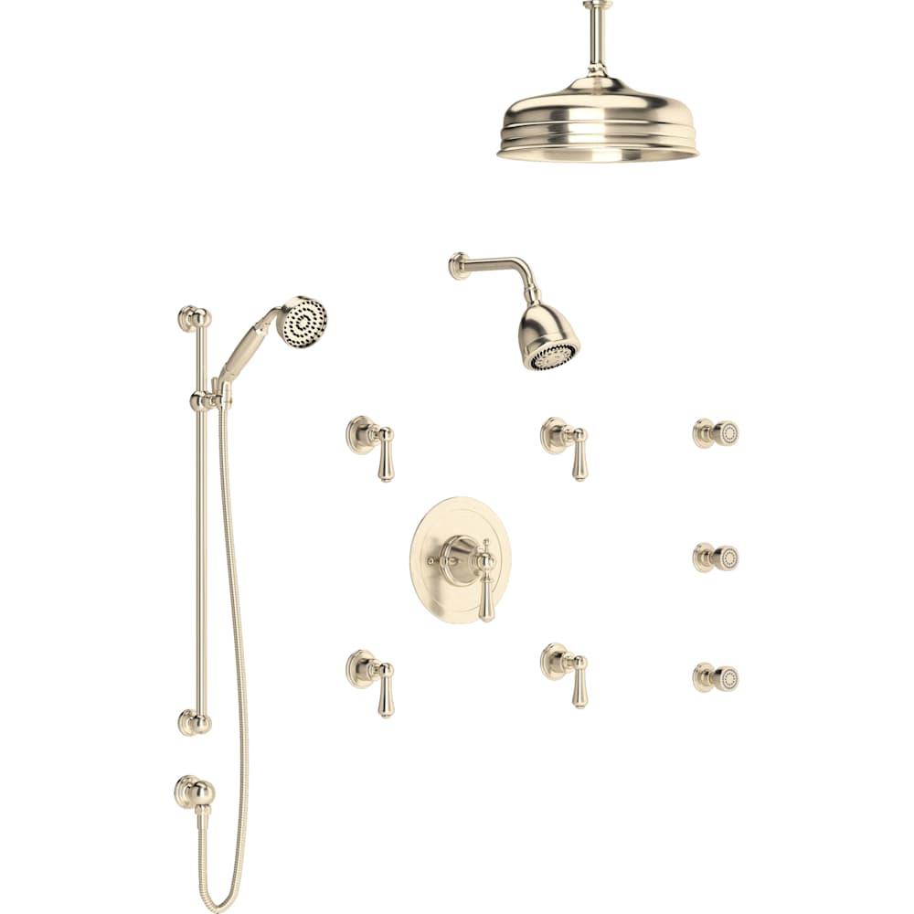 Georgian Era Thermostatic Shower System with Shower Head, Hand Shower, and Hose