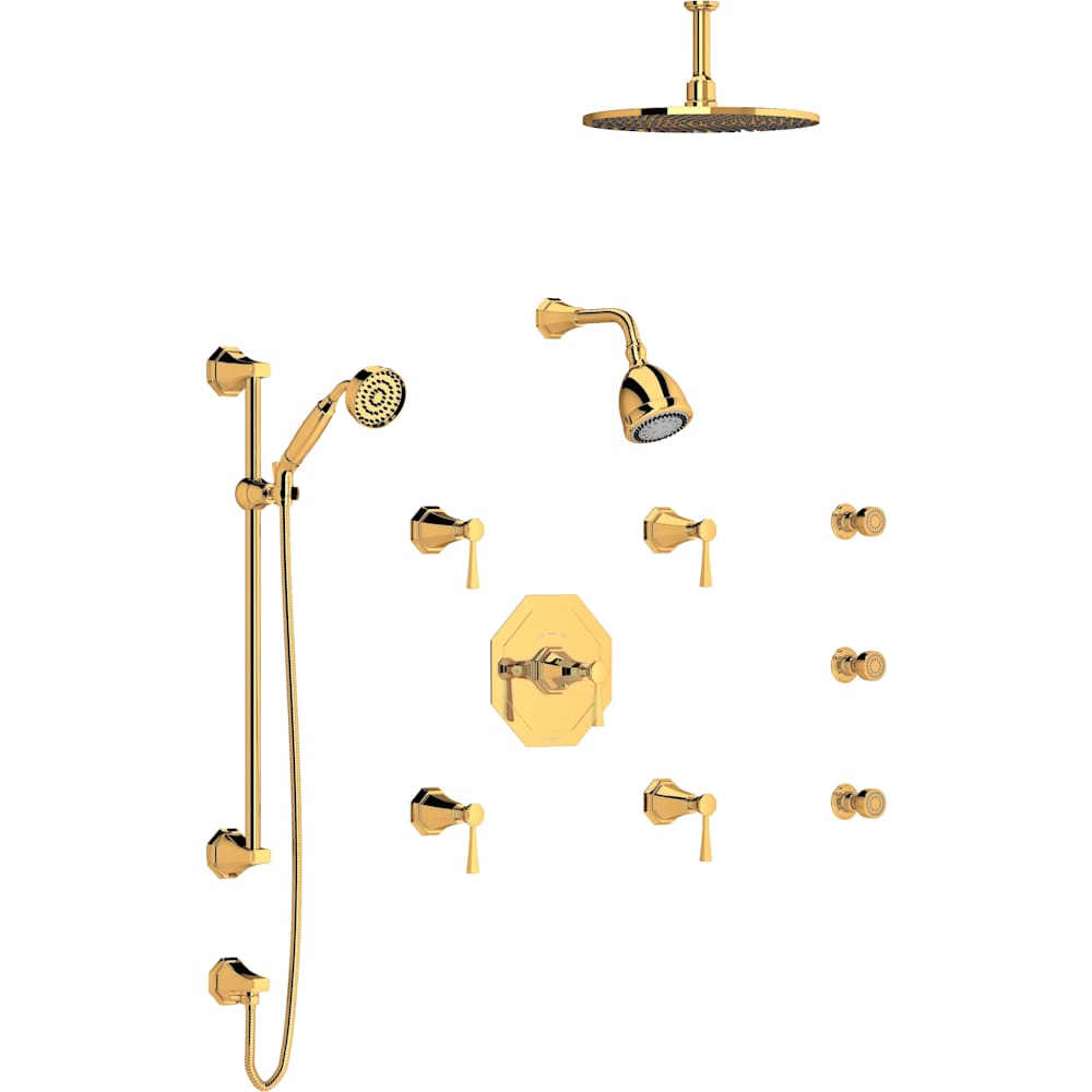 Deco Thermostatic Shower System with Shower Head, Hand Shower, and Hose