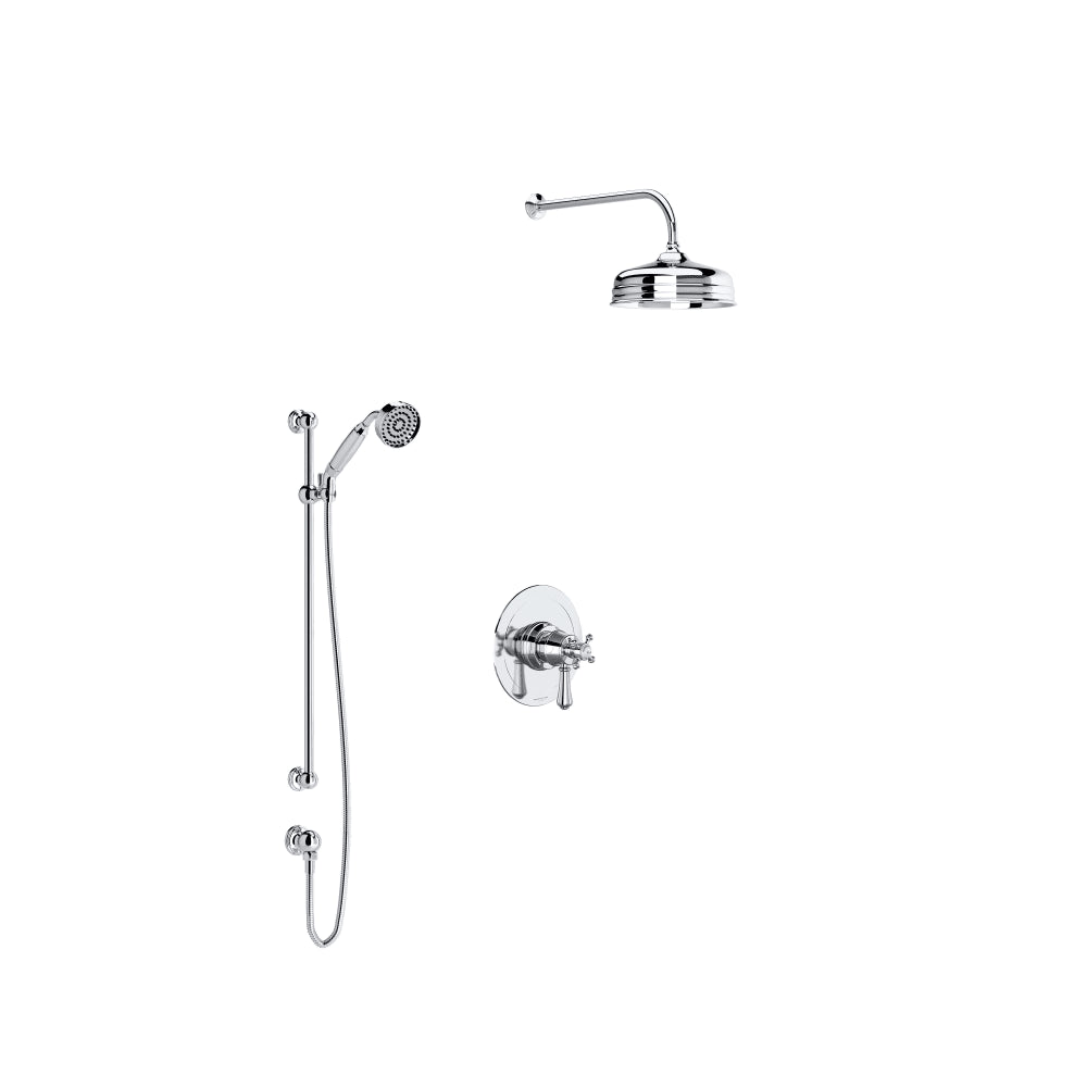 Georgian Era Thermostatic Shower System with Shower Head, Hand Shower, and Hose