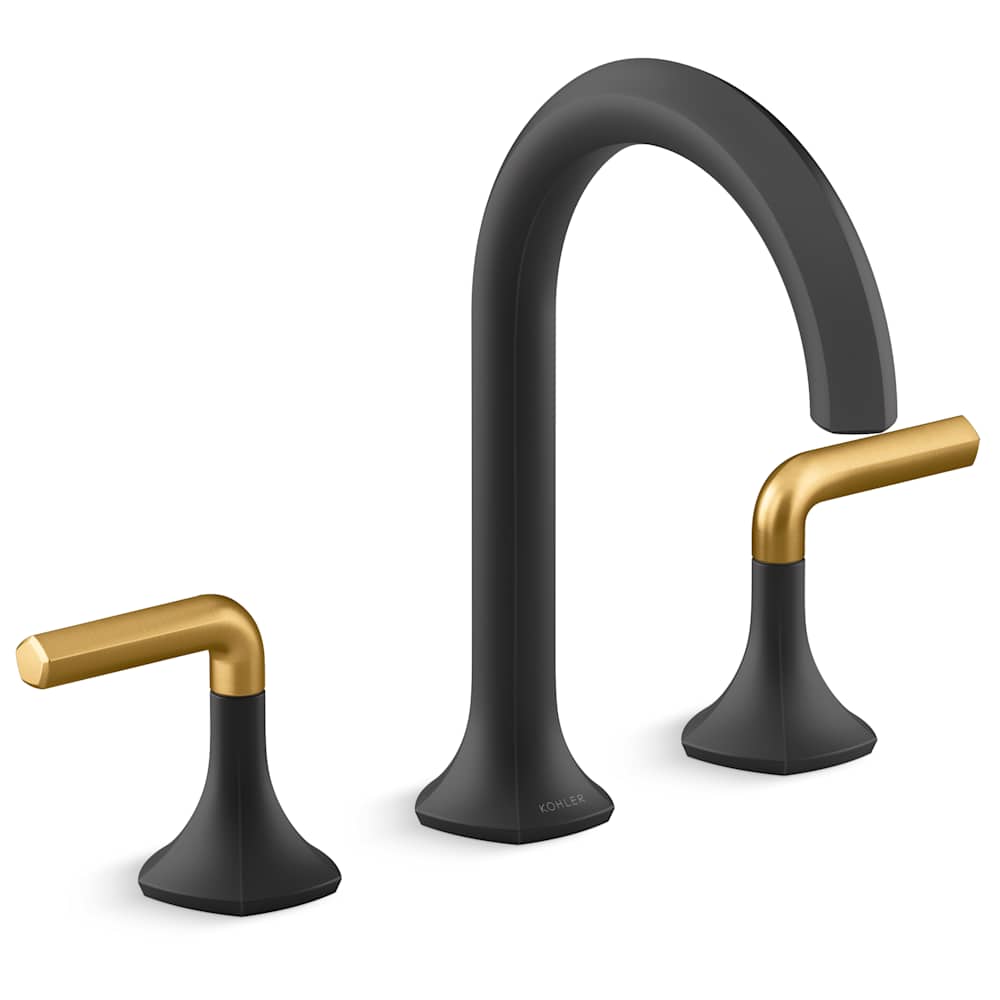 Occasion Double Handle Bathroom Sink Faucet with Cane Spout Design and Lever Handles
