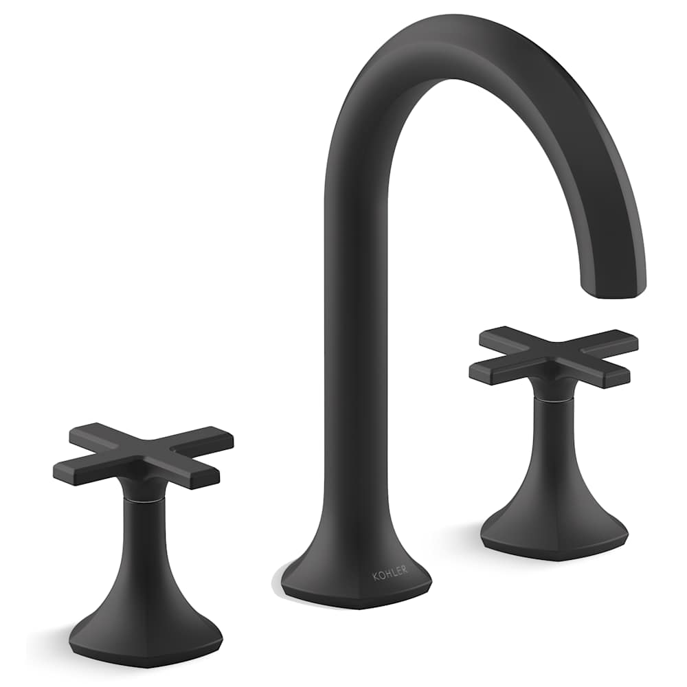 Occasion Double Handle Bathroom Sink Faucet with Cane Spout Design and Cross Handles