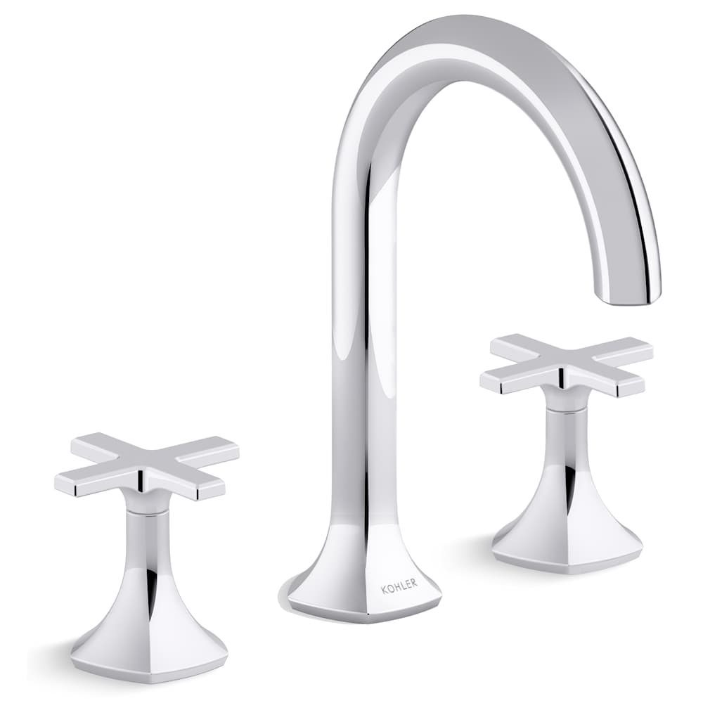 Occasion Double Handle Bathroom Sink Faucet with Cane Spout Design and Cross Handles