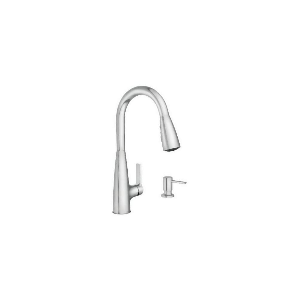 Moen Haelyn 1.5 GPM Single Hole Pull Down Kitchen Faucet with MotionSense - Includes Soap Dispenser and Escutcheon Chrome