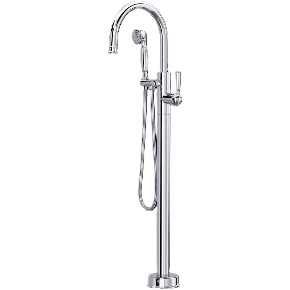 Floor Mounted Tub Filler with Built-In Diverter - Includes Hand Shower