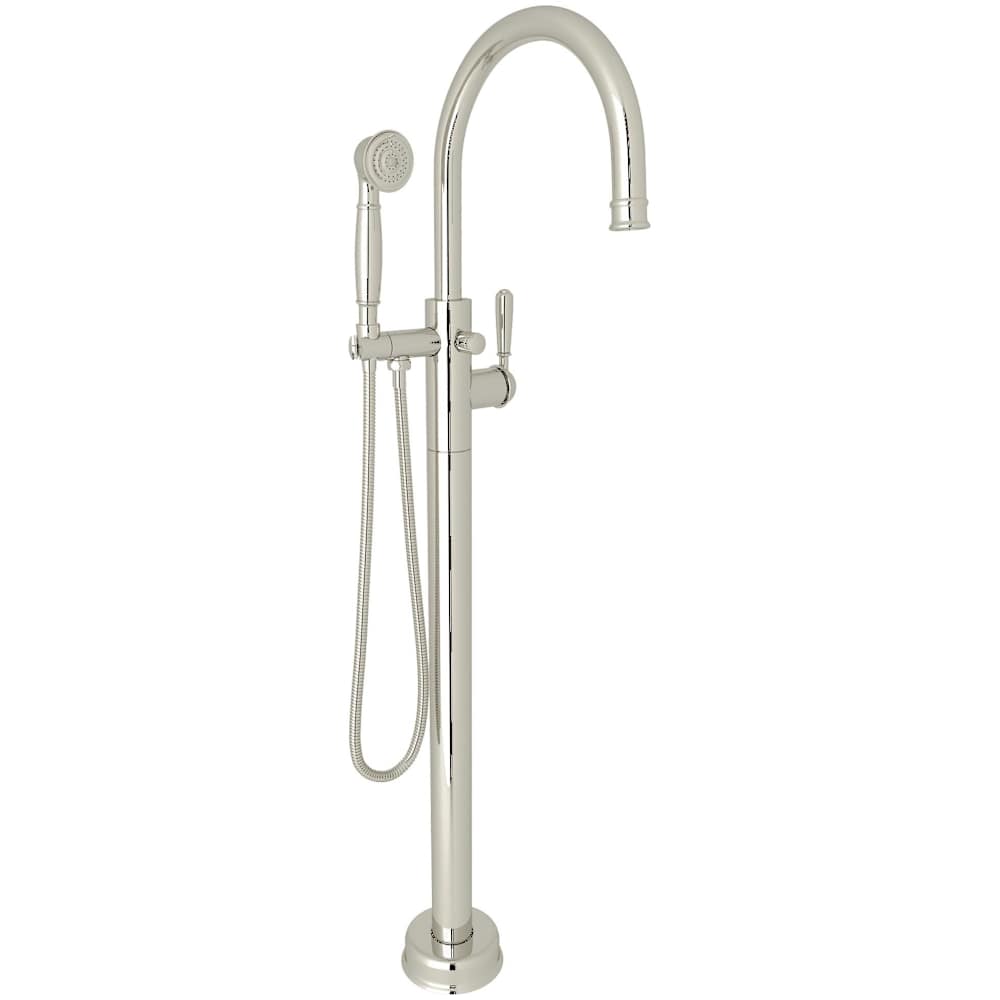 Floor Mounted Tub Filler with Built-In Diverter - Includes Hand Shower