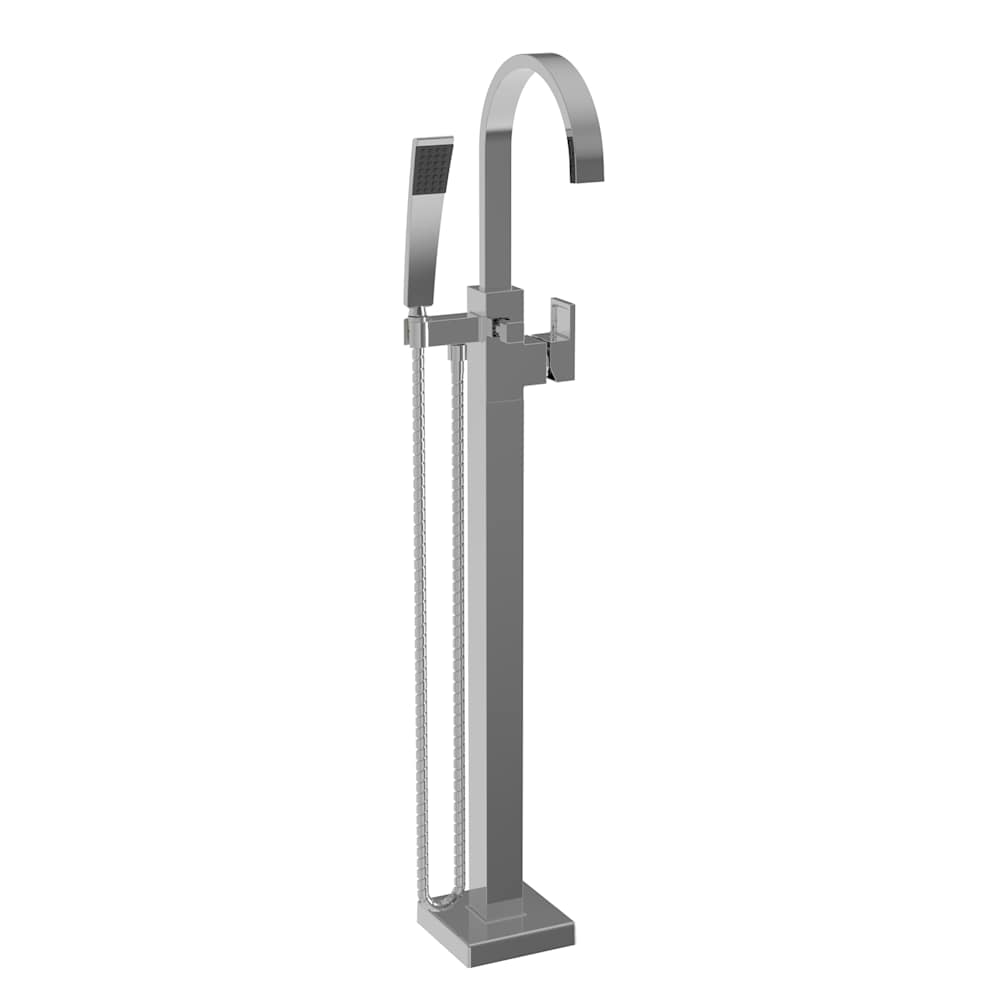 Secant Floor Mounted Tub Filler with Built-In Diverter - Includes Hand Shower