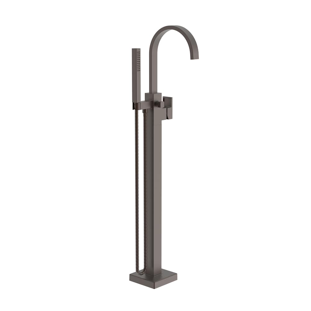Secant Floor Mounted Tub Filler with Built-In Diverter - Includes Hand Shower