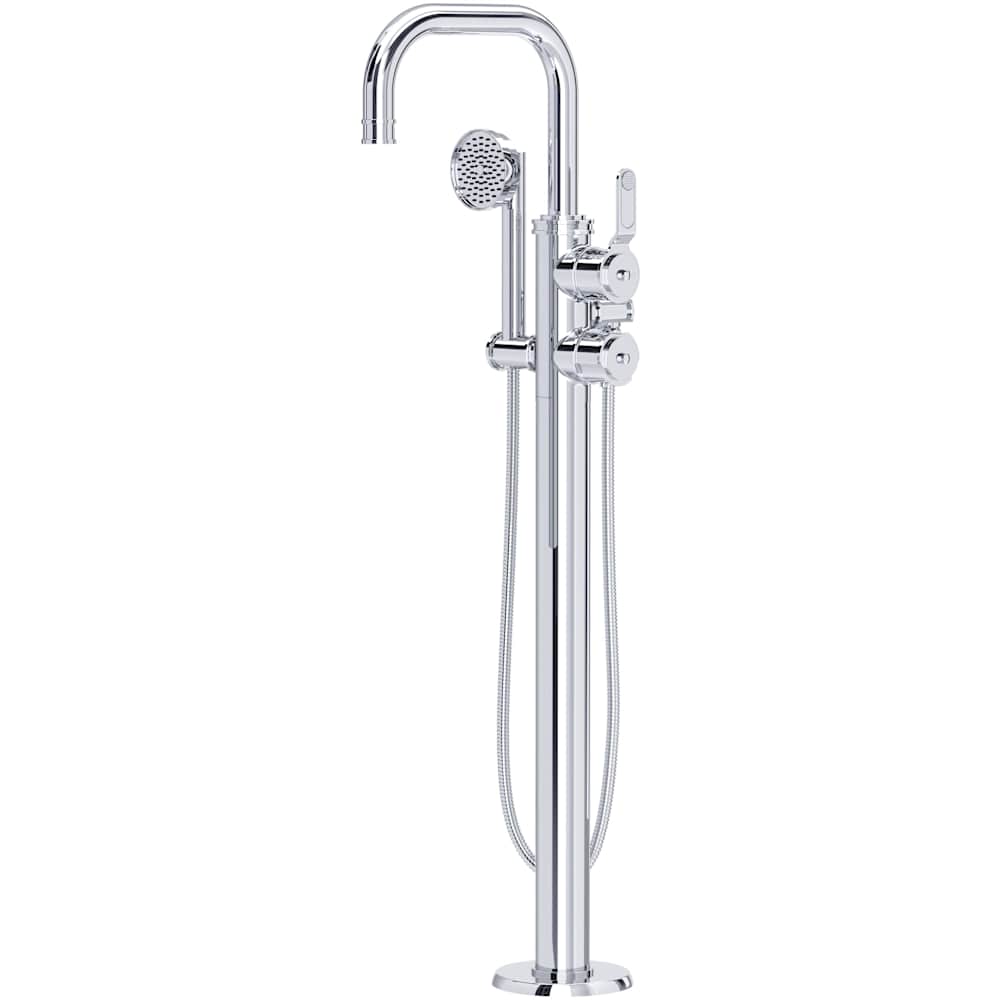 Armstrong Floor Mounted Tub Filler with Built-In Diverter - Includes Hand Shower