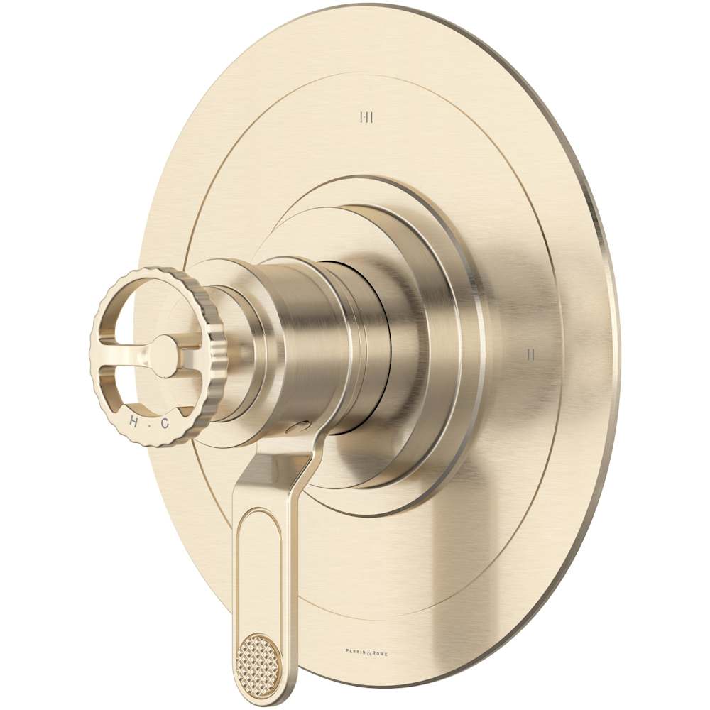 Armstrong Two Independent and One Shared Function Thermostatic Valve Trim Only with Single Wheel Handle and Integrated Diverter - Less Rough In