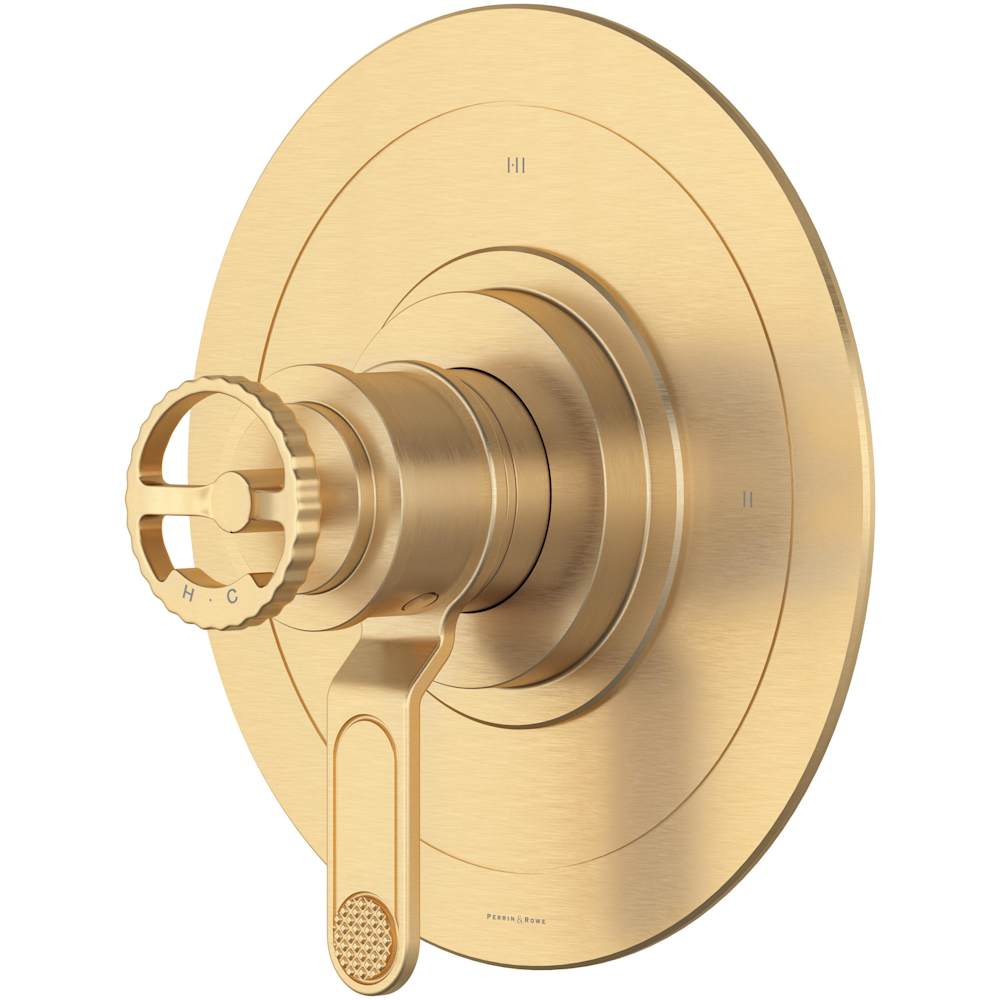 Armstrong Two Independent and One Shared Function Thermostatic Valve Trim Only with Single Wheel Handle and Integrated Diverter - Less Rough In
