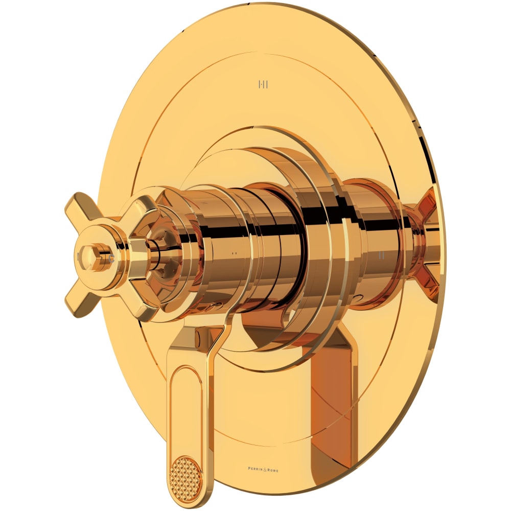 Armstrong Two Independent and One Shared Function Thermostatic Valve Trim Only with Single Cross Handle and Integrated Diverter - Less Rough In