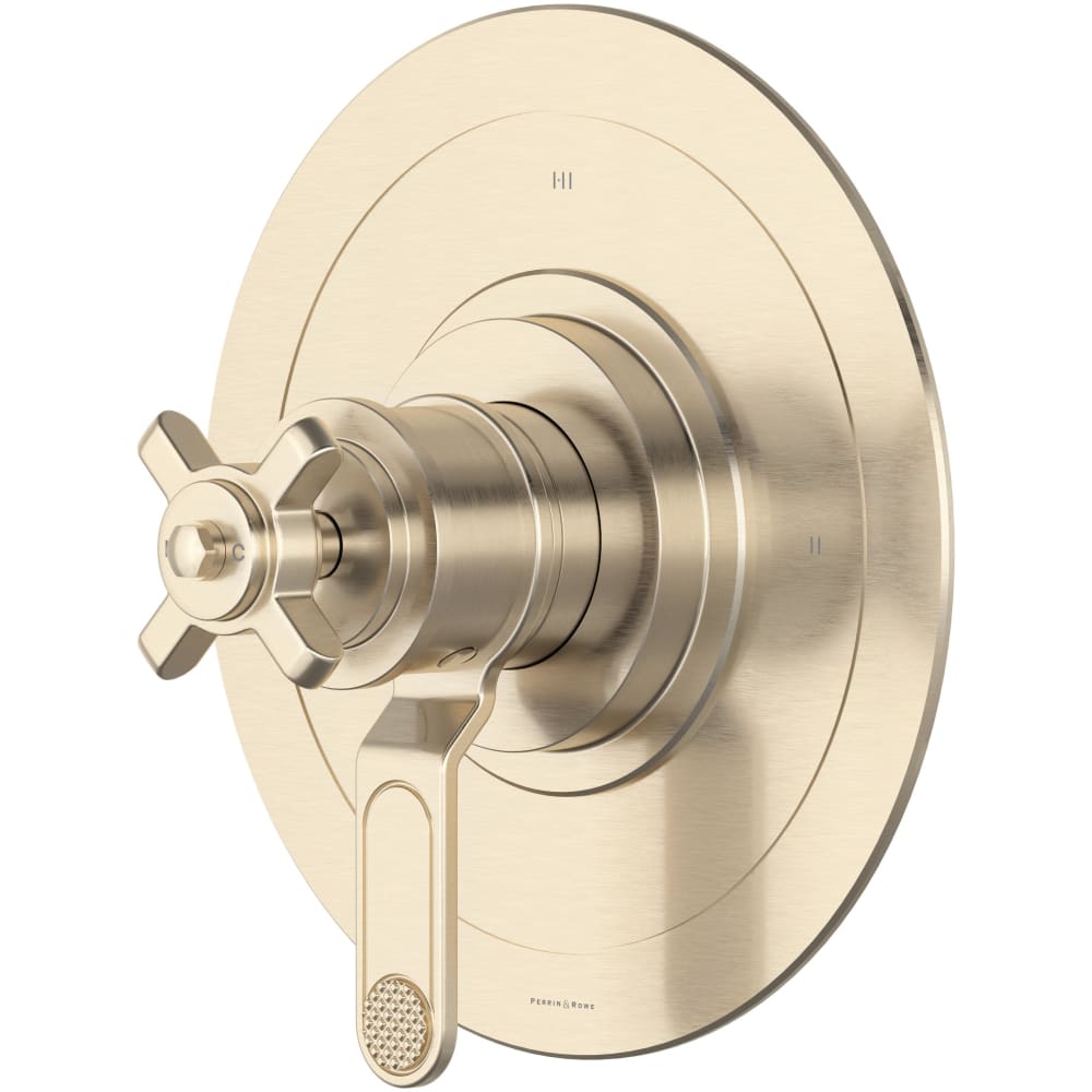 Armstrong Two Independent and One Shared Function Thermostatic Valve Trim Only with Single Cross Handle and Integrated Diverter - Less Rough In
