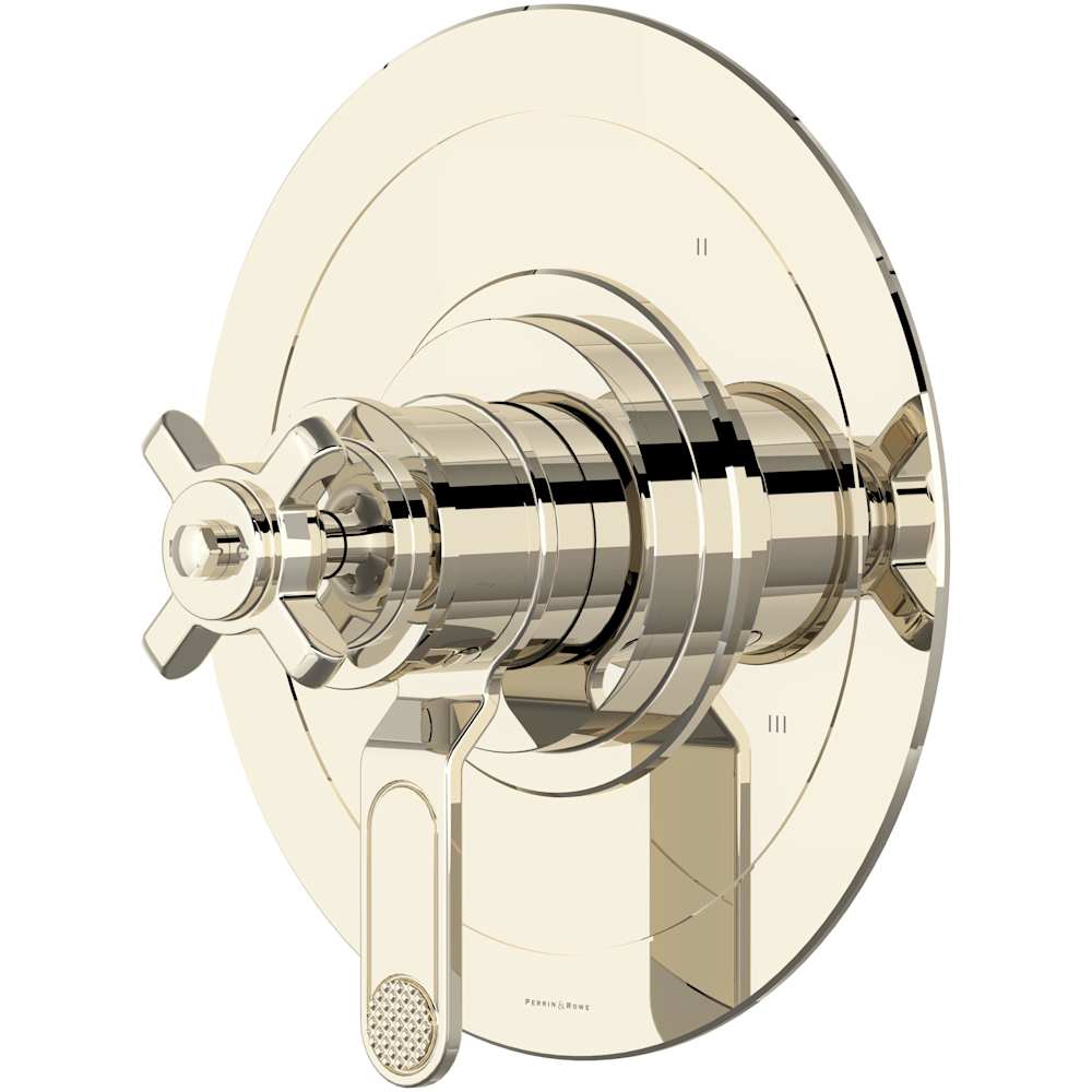 Armstrong Three Independent, Two Shared Function Thermostatic Valve Trim Only with Single Cross Handle and Integrated Diverter - Less Rough In