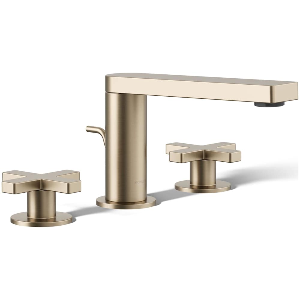 Composed Widespread Bathroom Faucet with Cross Handles and Pop-Up Drain
