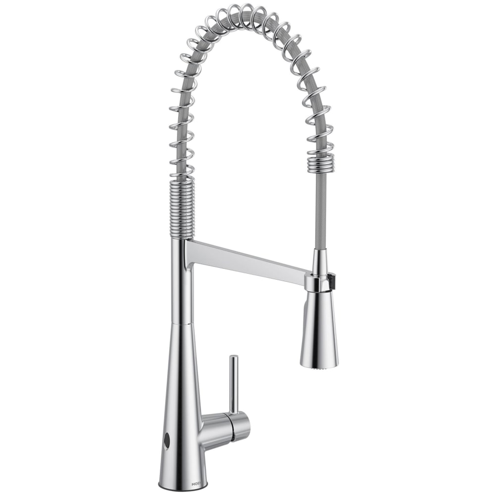 Moen Sleek 1.5 GPM Single Hole Pre-Rinse Pull Down Kitchen Faucet with PowerClean, Reflex, Duralock, and MotionSense Wave Technologies Chrome